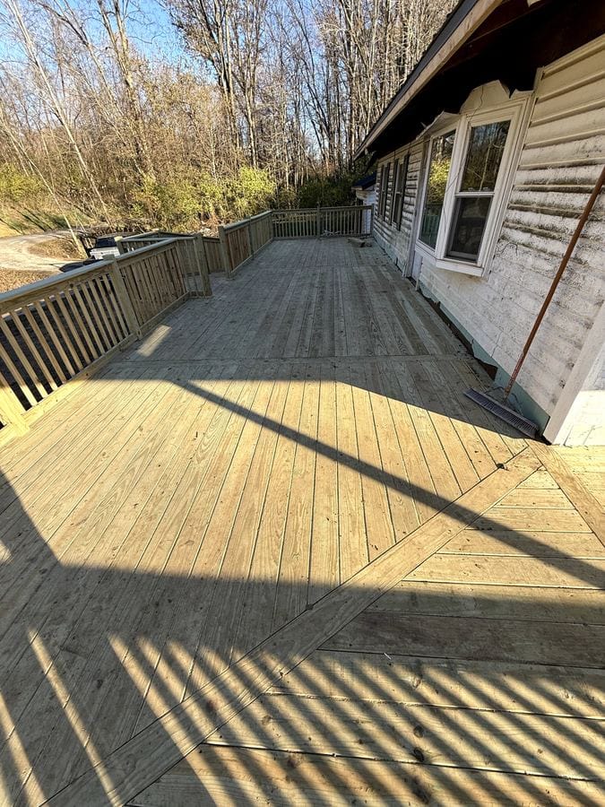 Treated wood deck