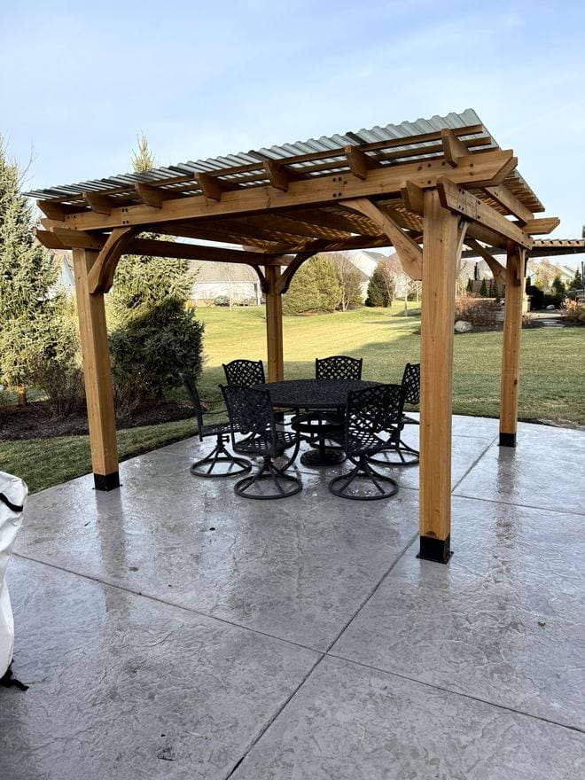 Pergola over a finished patio