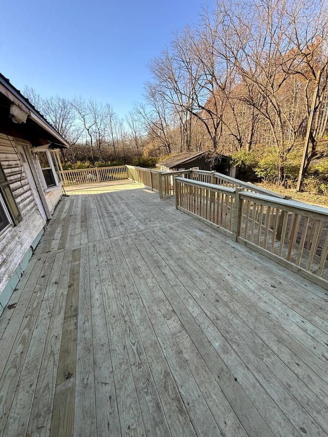 Treated wood deck