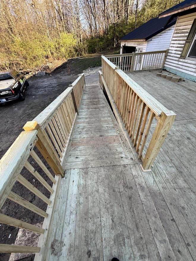 Treated wood deck