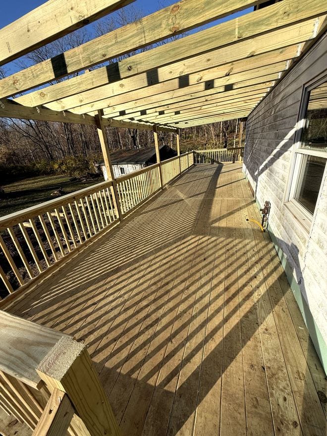 Treated wood deck