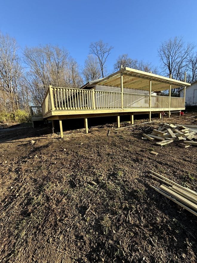 Treated wood deck