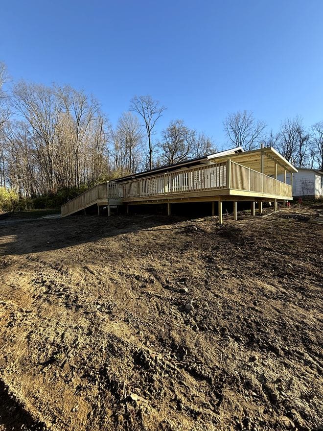Treated wood deck