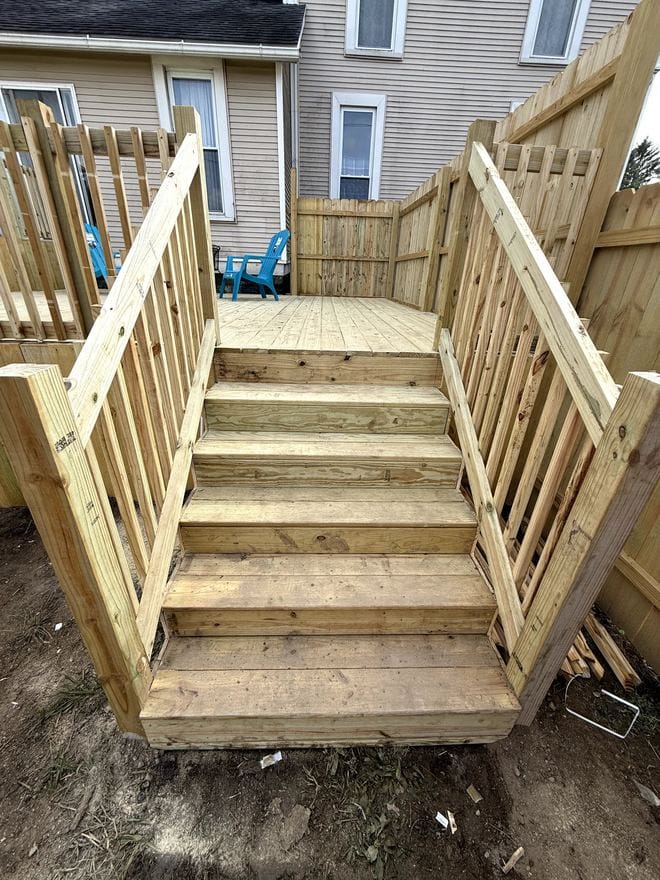 Treated wood deck